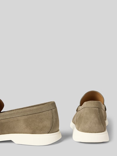 BOSS Lederloafer mit Label-Prägung Modell 'Sienne' Oliv 2