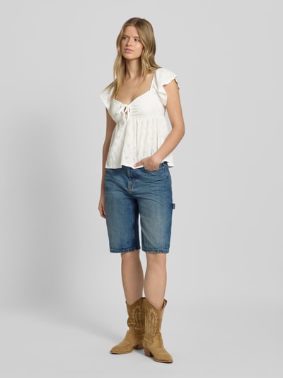 Gina Tricot Blousetop met vetersluiting Ecru - 1