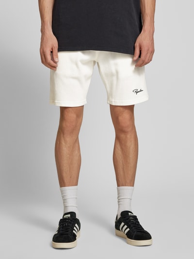 Pegador Shorts in Ripp-Optik mit Label-Stitching Modell 'SIGNAR' Offwhite 4