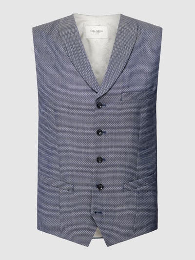 Carl Gross Gilet van scheerwol met all-over motief, model 'Warren' Blauw - 1