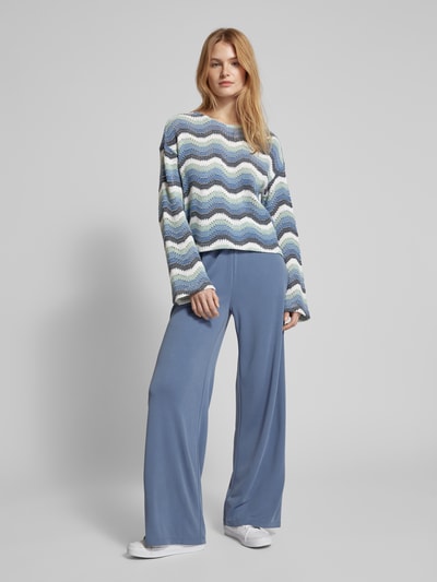 Jake*s Casual Strickpullover mit Allover-Muster Rauchblau 1