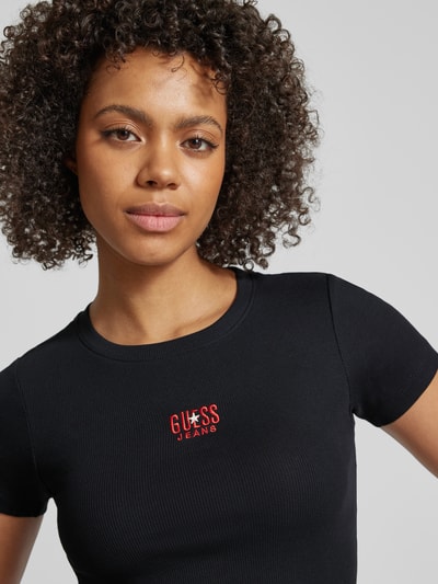 Guess Jeans T-shirt o kroju slim fit z wyhaftowanym logo Czarny 3