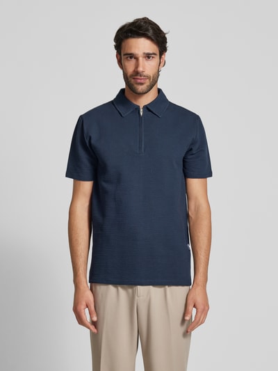 SELECTED HOMME Poloshirt mit kurzem Reißverschluss Modell 'SANDER' Marine 4