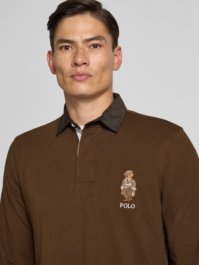 Polo Ralph Lauren Regular Fit Poloshirt mit Logo-Stitching Modell 'Rug' Dunkelbraun 3