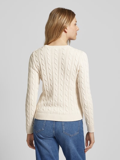 Lauren Ralph Lauren Gebreide pullover met labelstitching, model 'MONTIVA' Offwhite - 5