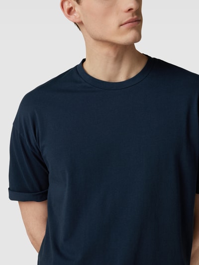 Drykorn T-Shirt mit geripptem Rundhalsausschnitt Modell 'THILO' Marineblau 3