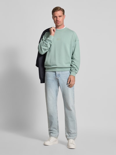 HUGO Regular Fit Sweatshirt aus reiner Baumwolle Modell 'DELASTCREW' Mint 1