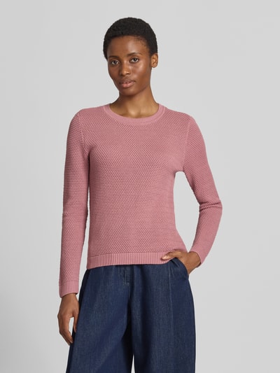VILA Strickpullover mit Strukturmuster und Rundhalsausschnitt Rose 4