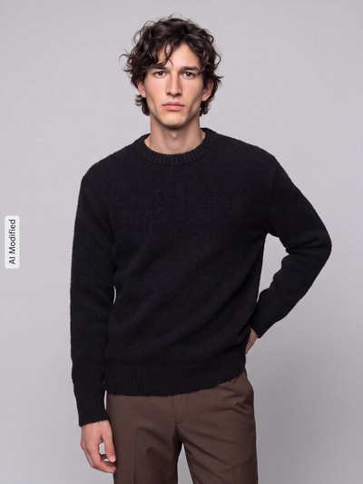 Selected Pullover mit Strukturstrick Black 4