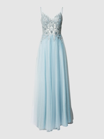 Luxuar Abendkleid mit Zierperlenbesatz Hellblau 2