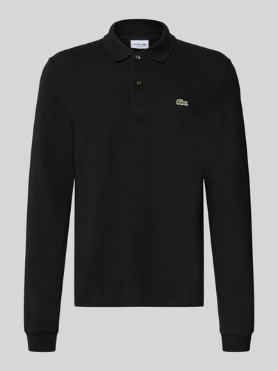 Produktfoto, czarna koszulka polo Regular Fit Poloshirt aus reiner Baumwolle von Lacoste, gładka faktura, długi rękaw