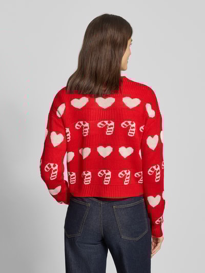 Vero Moda Strickjacke mit Weihnachts-Motiv Modell 'CANDYHEARTS' Rot 5