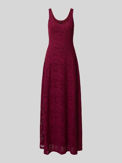 Produktfoto, Ausgestelltes Spitzenkleid mit schmalen Trägern Modell 'SALINA' von Vero Moda, Optik: Unifarben, Passform: Ausgestellt, Maxi-Länge, U-Ausschnitt, Spitzen-Muster, Materialverarbeitung: Spitze