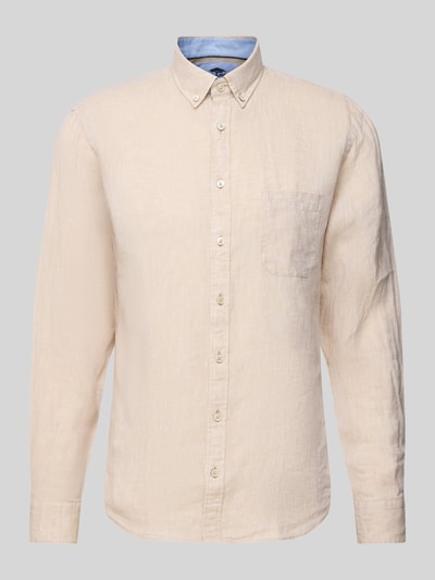 Fynch-Hatton Regular Fit Leinenhemd mit Button-Down-Kragen Sand 2