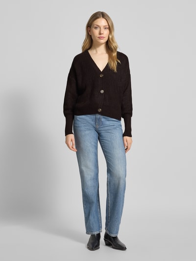 Vero Moda Regular fit gebreid jack met sierknopen, model 'LEA' Zwart - 1