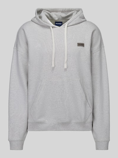 HUGO Blue Bluza z kapturem z naszywką z logo Jasnoszary melanż 2