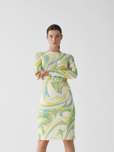 Emilio Pucci Midikleid mit Allover-Muster Hellgrün 4
