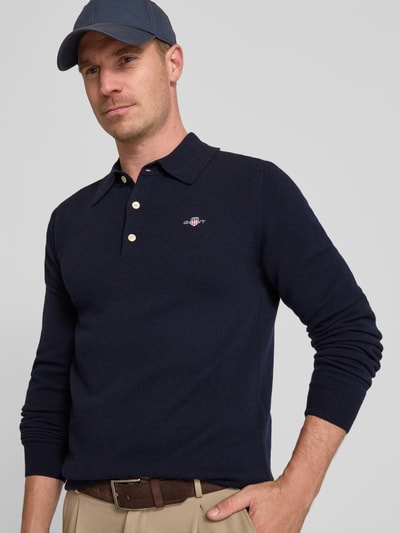Gant Gebreide pullover met kentkraag Donkerblauw - 3