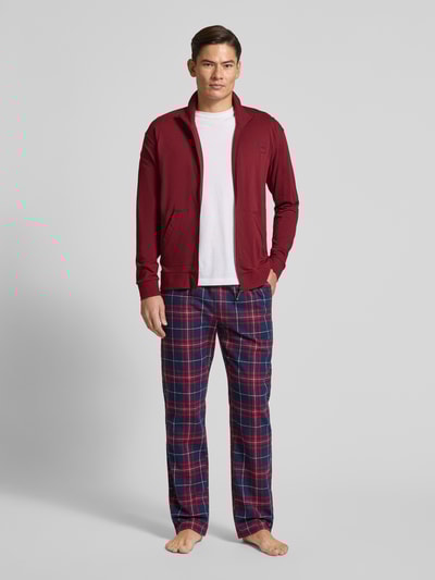 HUGO Bluza rozpinana o kroju regular fit z mieszanki bawełny model ‘LAZE’ Bordowy 1