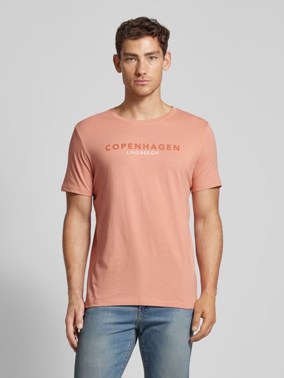 Lindbergh T-shirt met labelprint, model 'Copenhagen' Roze - 4