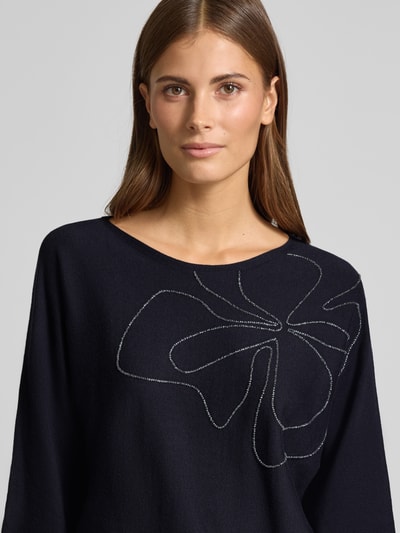 s.Oliver BLACK LABEL Sweter z dzianiny o kroju relaxed fit z mieszanki bawełny Granatowy 3