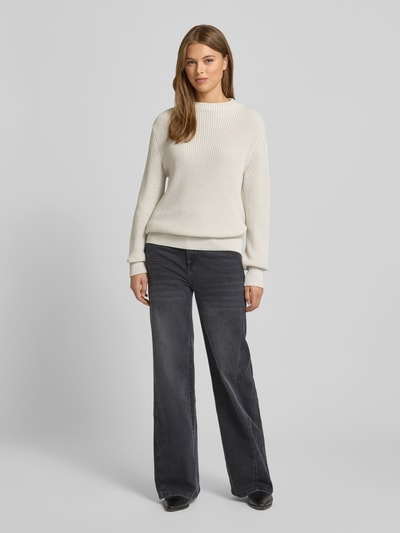 monari Gebreide pullover met ronde hals Ecru - 1