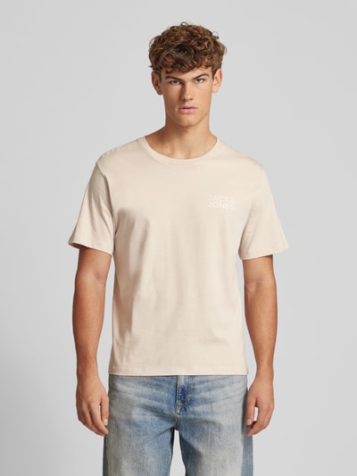 Jack & Jones T-shirt met labelprint, model 'ECORP' Beige - 4