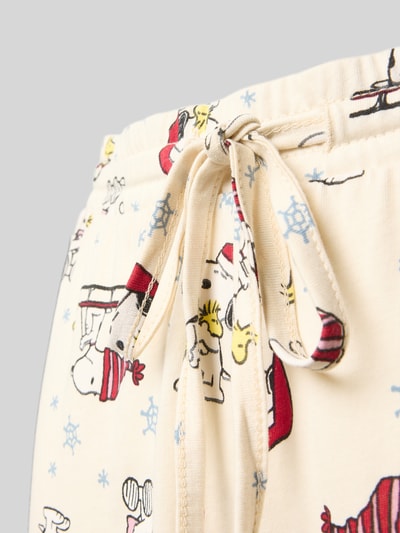Jake*s Casual Pyjama-Hose aus reiner Baumwolle mit Peanuts® Print Ecru 2