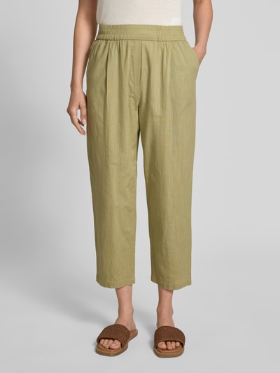 JAKE*S STUDIO WOMAN Stoffen broek met verkorte pasvorm en elastische band Lindegroen - 4