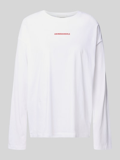 Produktfoto, Oversized Langarmshirt aus reiner Baumwolle Modell 'FIETAA SMILE' von Armedangels in Optik: Unifarben, Materialverarbeitung: Feinripp, Label-Schriftzug vorn