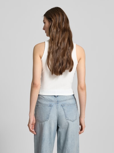 Only Slim fit tanktop met wikkellook, model 'SANDY' Offwhite - 5
