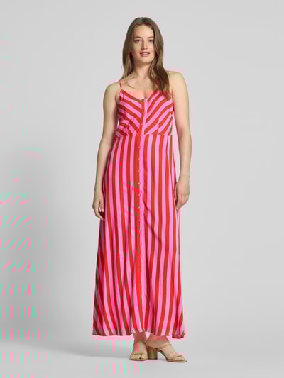 YAS Maxikleid aus Viskose mit Knopfleiste Pink 4
