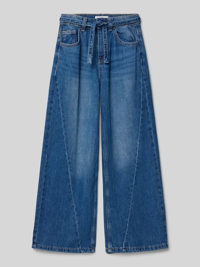 Mango Jeans mit weitem Bein und Bindegürtel Blau 1