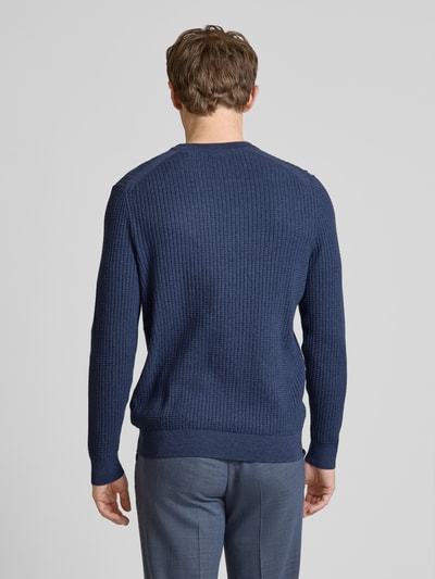 Christian Berg Men Strickpullover mit Logo-Stitching Metallic Blue Melange 5