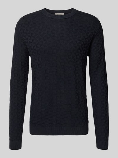 Only & Sons Regular Fit Strickpullover mit Strukturmuster Modell 'KALLE' Dunkelblau 2