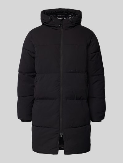 JACK & JONES Regular fit gewatteerde lange jas met capuchon, model 'Jorvester' Zwart - 2