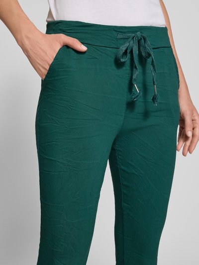 ZABAIONE Skinny fit stoffen broek met tunnelkoord Donkergroen - 3