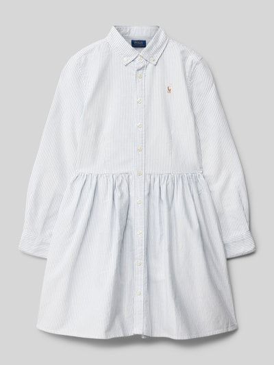 Polo Ralph Lauren Teens Hemdblusenkleid mit durchgehender Knopfleiste Modell 'WEYLYN' Bleu 1