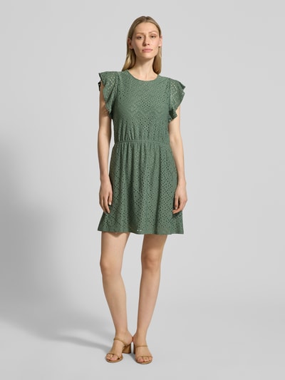 VERO MODA Tailliertes Sommerkleid mit Lochstickmuster Modell 'TASSA' Schilf 1