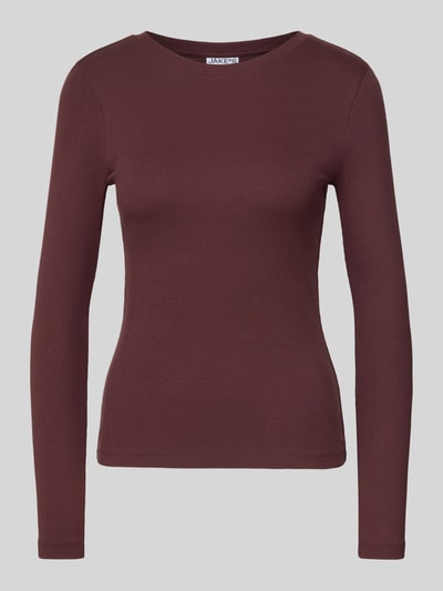 Jake*s Casual Shirt met lange mouwen in riblook met ronde hals Aubergine - 2