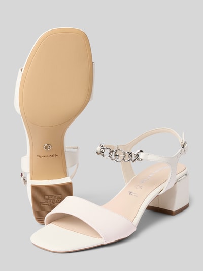 Tamaris Sandaaltjes van leer met blokhak Wit - 4