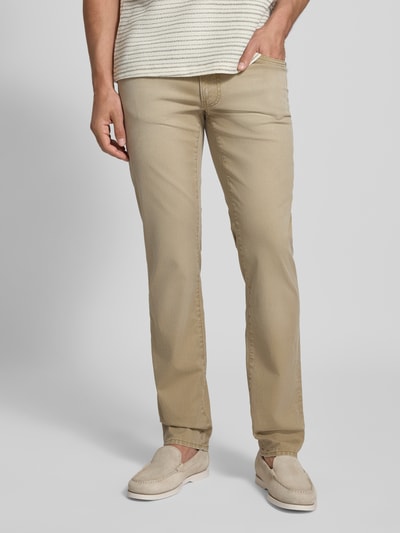 Brax Straight Fit Jeans mit Kontrastnähten Modell 'Chuck' Beige 4