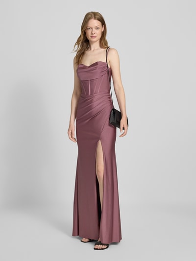 Mascara Avondjurk met vetersluiting en loopsplit Oudroze - 1