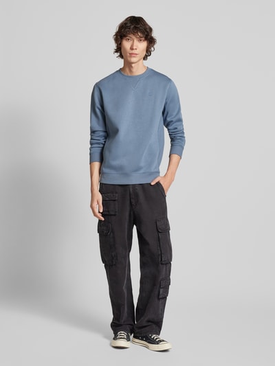 G-Star Raw Sweatshirt met labelstitching Rookblauw - 1