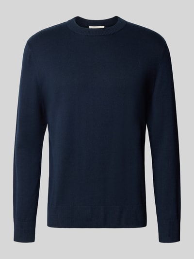 Tom Tailor Denim Regular fit gebreide pullover van katoen Marineblauw - 2