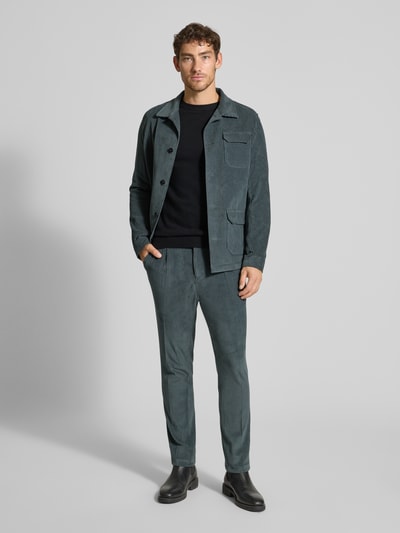 Zuitable Cordhose mit Bügelfalten und Gesäßtaschen Petrol 1