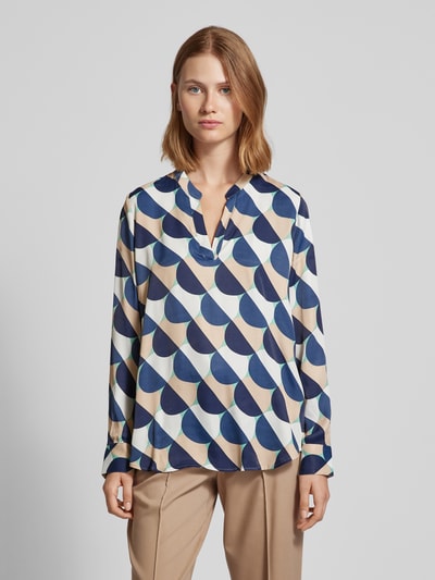 Eterna Regular fit blouse van viscose met tuniekkraag Marineblauw - 4