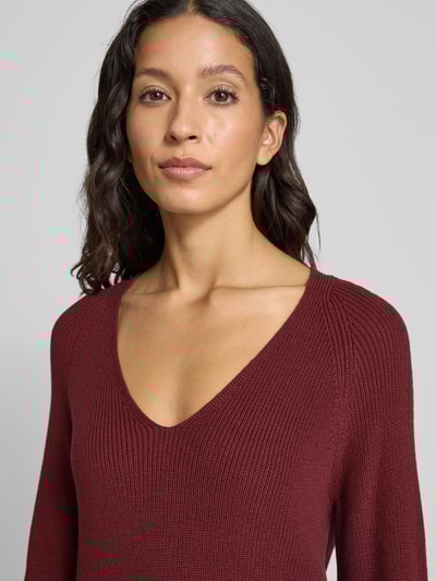 s.Oliver RED LABEL Regular fit gebreide pullover van katoenmix Bordeaux - 3