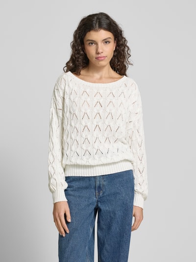 Only Relaxed Fit Strickpullover mit Zopf Struktur Muster Modell 'BRYNN' Offwhite 4