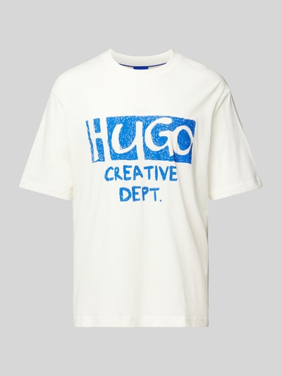 Hugo Blue T-Shirt mit Label-Print Modell 'Nugocrea' Offwhite 2